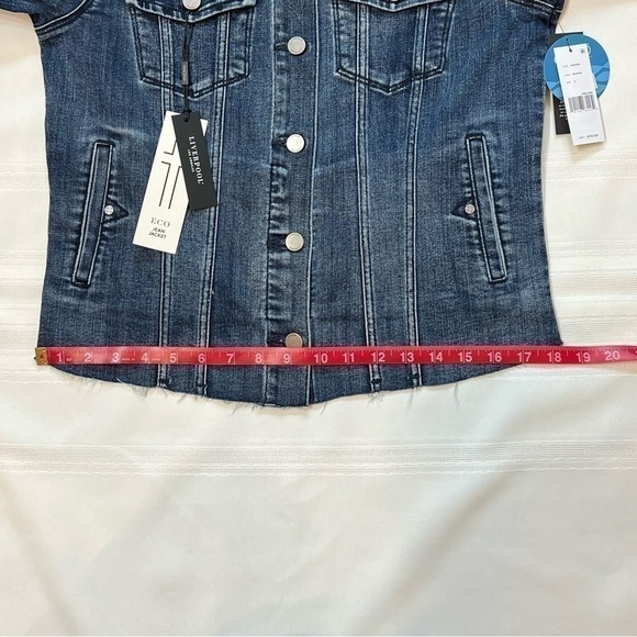 Liverpool Los Angeles Velvet Trim Frayed Denim‎ Jacket Sz S NWT - Picture 13 of 16